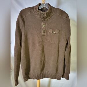 Mens Denver Hayes Olive Green Sweater Long Sleeve Front Pocket